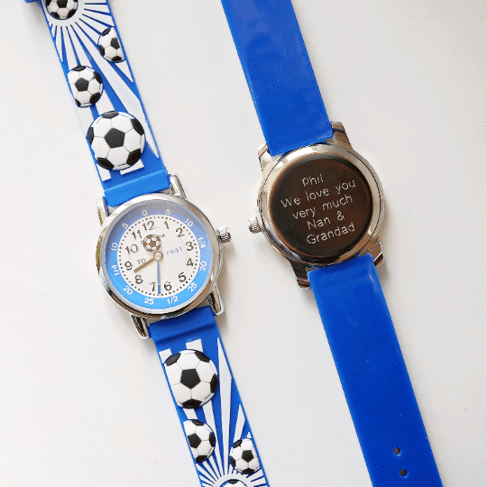 Engraved Kids 3D Football Watch - Blue - Lantern Space