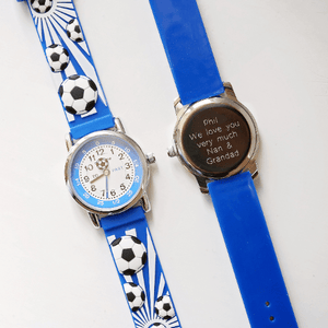 Engraved Kids 3D Football Watch - Blue - Lantern Space