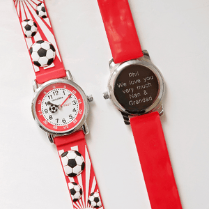 Engraved Kids 3D Football Watch - Red - Lantern Space