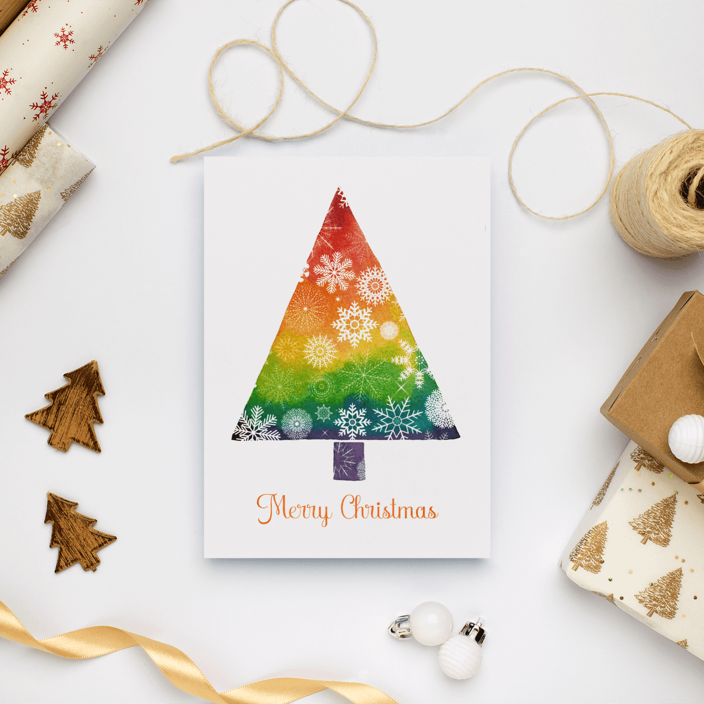 Rainbow Christmas Tree, Christmas Greeting Card - Lantern Space