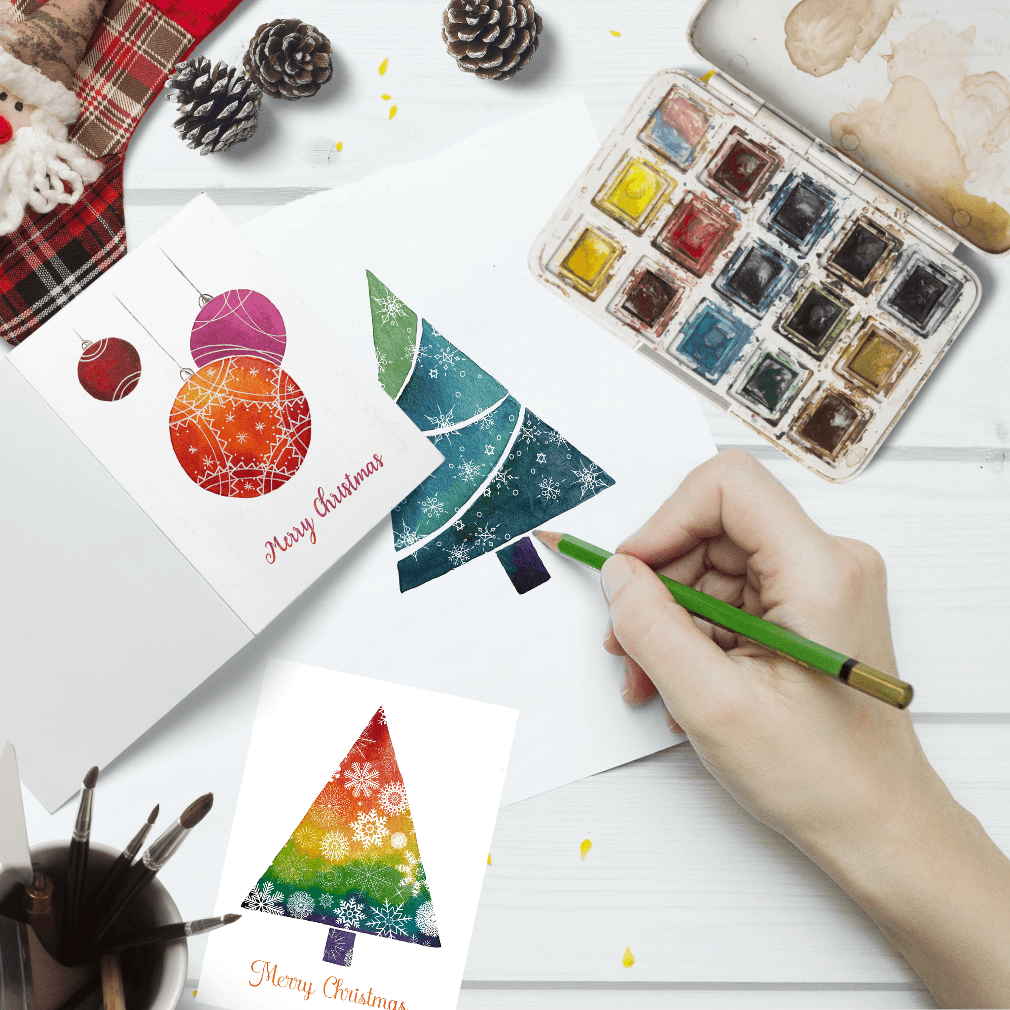 Rainbow Christmas Tree, Christmas Greeting Card - Lantern Space